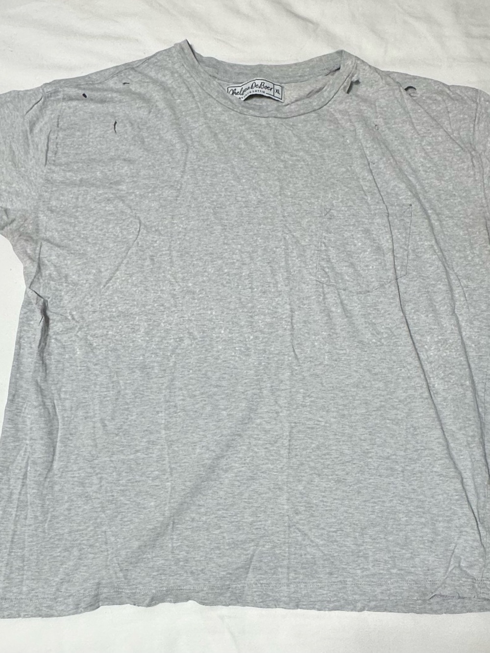 Chelsea De Boer Women’s Gray Solid Crew Neck Pocket T-Shirt, Short Sleeve, XL